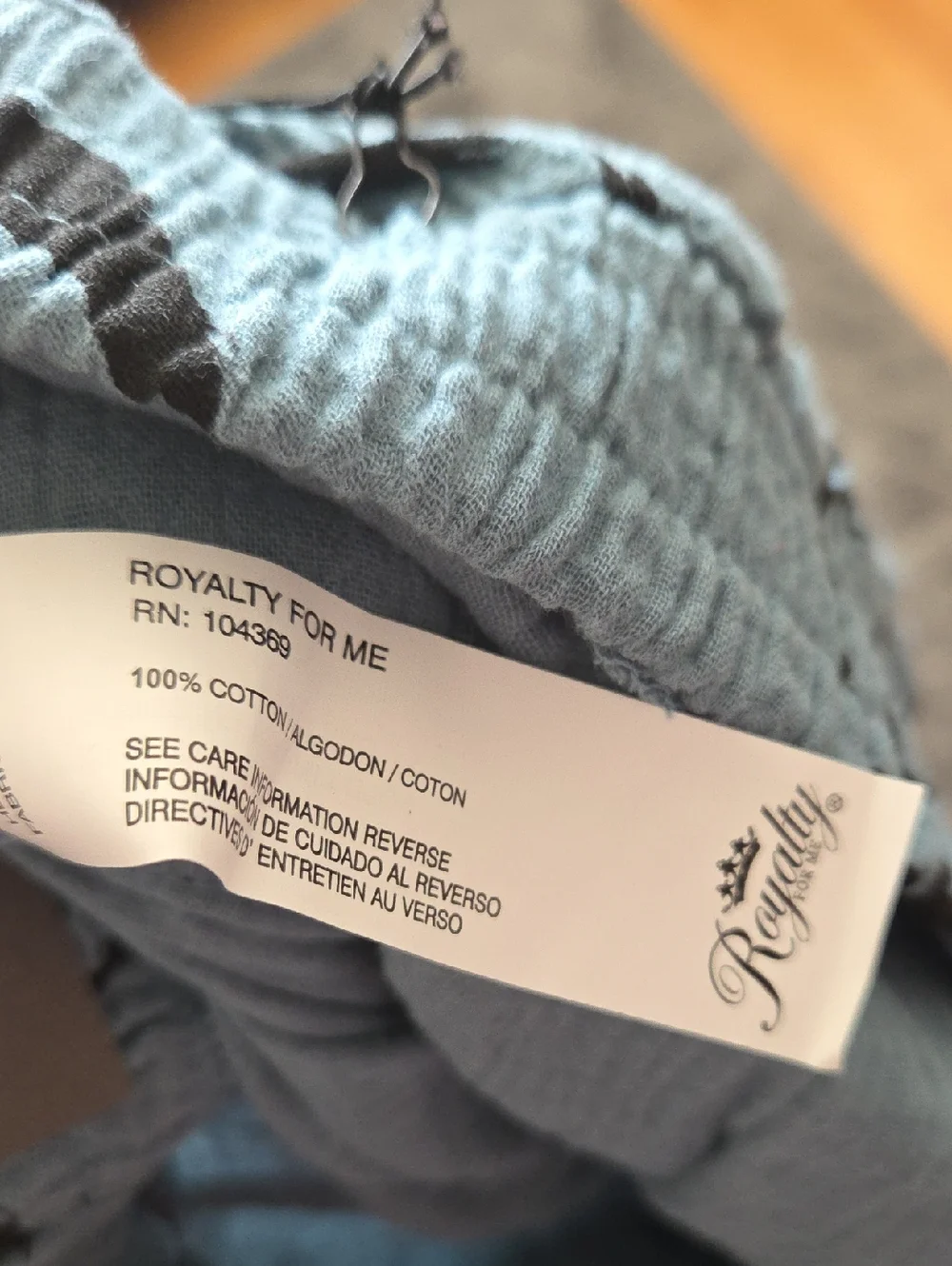 Royalty For Me Teal Blue Floral Split-Hem Wide-Leg 100% Cotton Pants Size Large